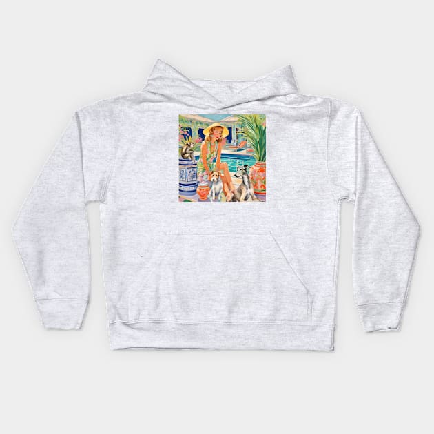 At the swimming pool Kids Hoodie by SophieClimaArt